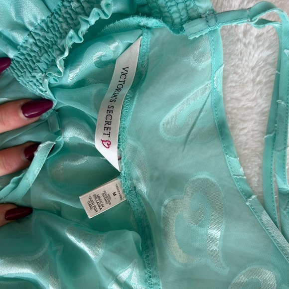 Victoria's Secret Teal Heart Pattern Babydoll Dress - Picture 3 of 5